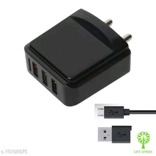 3 In 1 Dash Fast Charger With USB Cable  - Black , free 