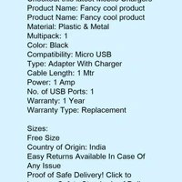 Charger For All Mobile Comfortable  - Black 