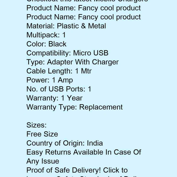 Charger For All Mobile Comfortable  - Black 