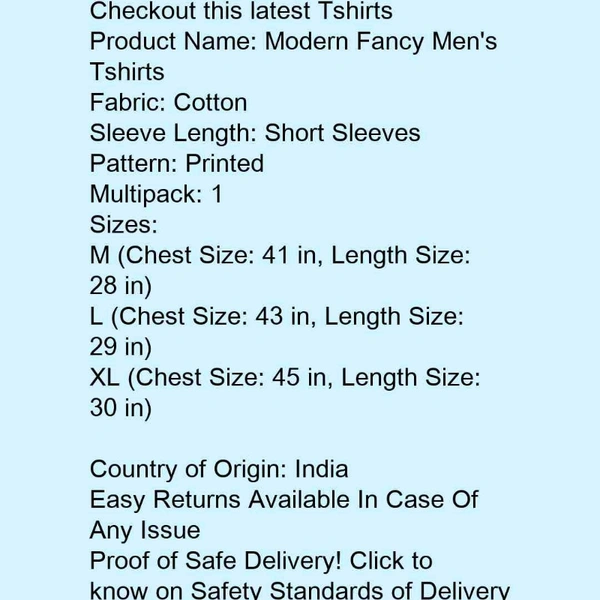 Fashlook Cotton T-shirt For Men  - Multi colored , S, M, L, XL, XXL