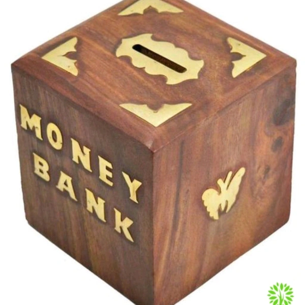 Stylish Coin / Money / Piggy Bank Saving Box  - brown , 15 X 10 X 15 cm