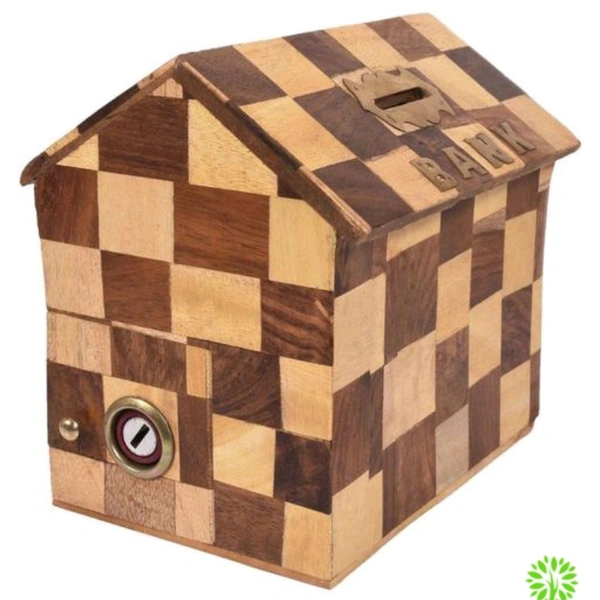 Stylish Coin / Money / Piggy Bank Saving Box  - brown , 15 X 10 X 15 cm
