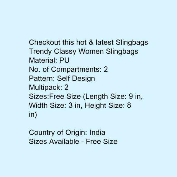 Trendy Classy Women Slingbags (pack Of 2) - Meron , free 