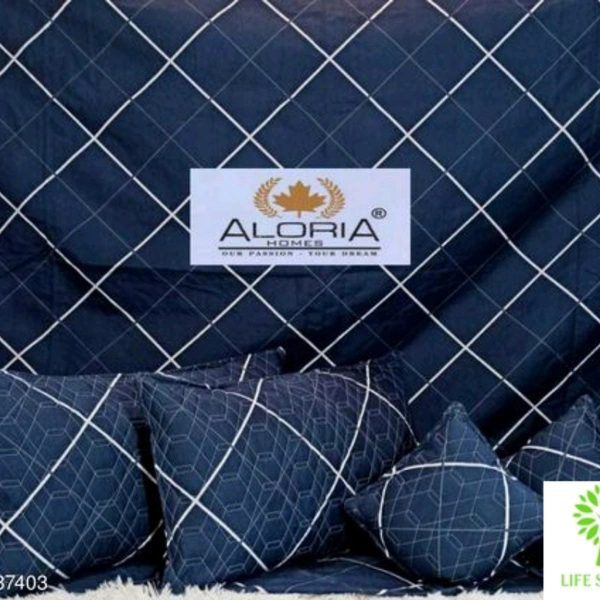 5 Pieces Bedding Set With 1Pc Bedsheet , 2Pc Quilted Cushion With Zip, 2pc Pillow Cover . Size - 90 X 100 Inches  - Blue, 90 X 100 inches 