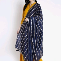 Silk Dupatta For Women  - black / White , 2 mtr