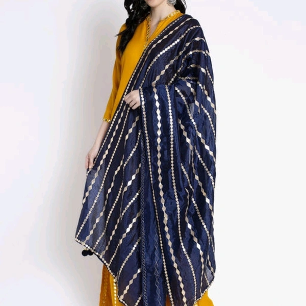Silk Dupatta For Women  - black / White , 2 mtr