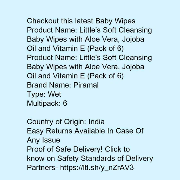 Little's Soft Cleansing Baby Wipe With Aloe Vera , Jojoba Oil N Vitamin E  - white, s