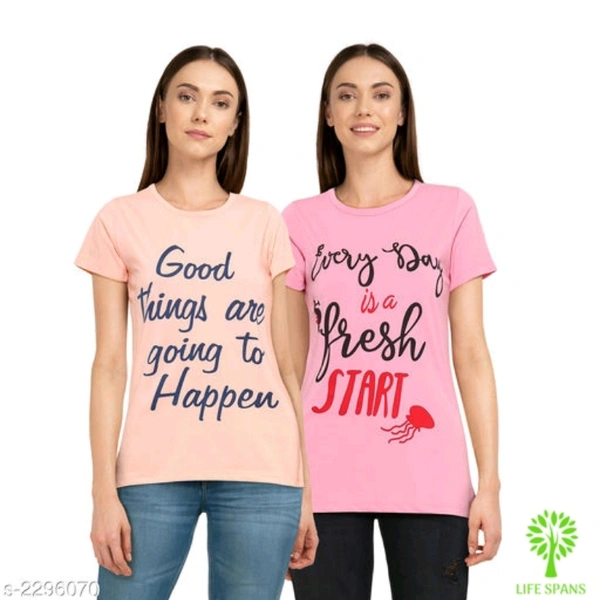 T-shirt For Girls (Pack Of Two)  - pink n yellow , S, M, L, XL, XXL