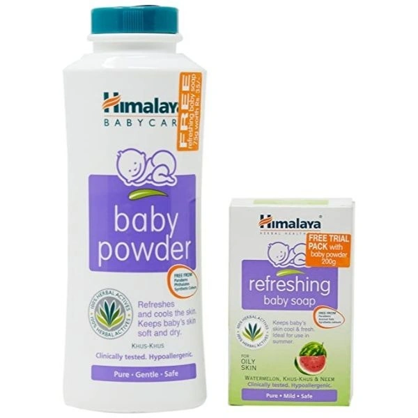 Himalaya Baby Powder 200 gm + Free Refreshing Baby Soap 75 gm - 200 gm