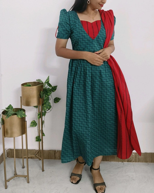 Cotton -Feeding Kurti With Shawl - 3XL, Blue Stone