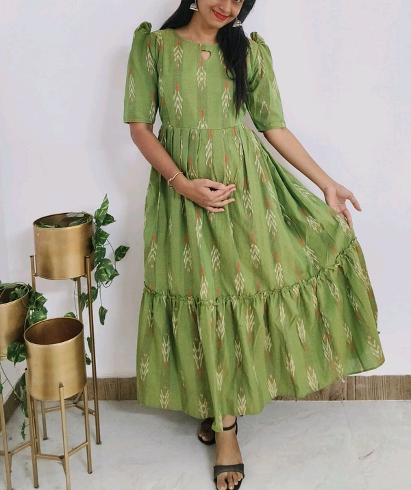 Green Ikkat -Feeding Kurti - M, Mantis