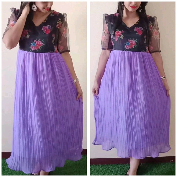 Pleated-Georgette Feeding Maxi - L, Mauve