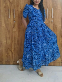 Blue Mandela Georgette Feeding Maxi - M