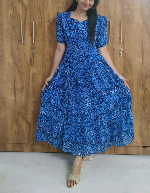 Blue Mandela Georgette Feeding Maxi - M