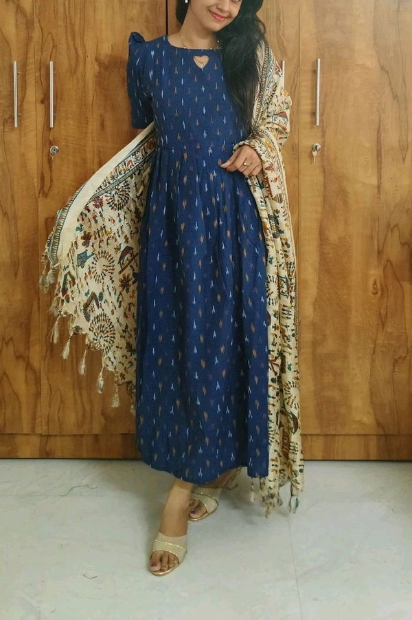 Blue Ikkat Feeding Kurti - M