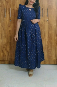 Blue Ikkat Feeding Kurti - M