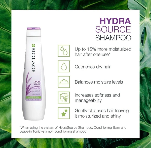 Matrix Biolage Hydrasource Plus Professional Shampoo for Dry Hair 1000 ml | Deep Hydration, Moisture Restoration & Softening for Dry | Dehydrated & Coarse Hair