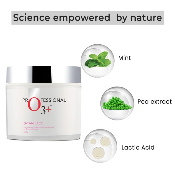 O3+ Professional O3+ D-tan Pack-300g  Remove Instant Sun Tan & Sun Damage Protection Infused with  Eucalyptus & Mint Oil