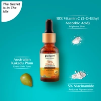Pilgrim 10% Vitamin C Face Serum - 30ml | With 5% Niacinamide & Kakadu Plum | For Daily Brightness | Reduces Dark Spots & Evens Skin Tone | Glowing & Bright Skin | Fragrance Free | Fine Line Reduction | For All Skin Types