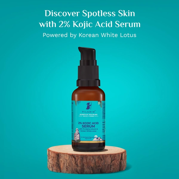 Pilgrim 2% Kojic Acid Serum - 30ml | with 1% Alpha Arbutin & Korean White Lotus | Reduces Dark Spots & Acne Marks | Anti-pigmentation Face Serum | Even Skin Tone | Radiant Complexion Serum | Hydrating brightening | For All Skin Types