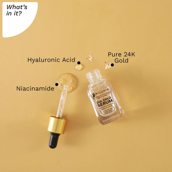 Pilgrim 24K Gold Serum, 20ml | Boosts Radiance, Reduces Fine Lines, and Enhances Skin's Glow for a Youthful, Luminous Look.