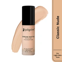 Pilgrim Dream Matte Serum Foundation (Classic Nude 123), 30ml | Seamless Matte Finish, Buildable Coverage for Flawless-Looking Skin All Day.