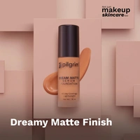 Pilgrim Dream Matte Serum Foundation (Rich Caramel 325), 30ml | Lightweight, Long-Wearing Formula for a Smooth Matte Finish with Natural Coverage.