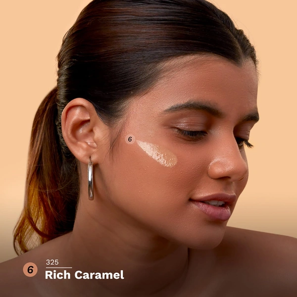 Pilgrim Dream Matte Serum Foundation (Rich Caramel 325), 30ml | Lightweight, Long-Wearing Formula for a Smooth Matte Finish with Natural Coverage.