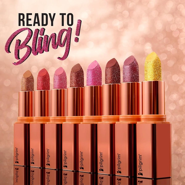 Pilgrim Glitter Lipstick Dubai luxury lifestyle 08-Her Highness 4.2g | Glitter-Infused Matte Finish | Enriched with Vitamin E & Olive Oil | Non-Drying & Long-Lasting | Suitable for All Skin Types