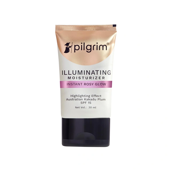 Pilgrim Illuminating Moisturizer 30ml Rosy Glow & SPF 15 | Hydrates, Brightens Skin, and Protects Against UV Rays, Giving a Natural Radiant Glow for Everyday Use.