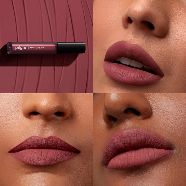 Pilgrim Liquid Matte Lipstick 10 Blushing Nude |Soft Nude Shade | Velvety Matte Finish | Long-Lasting | Smudge-Proof | Lightweight Formula for All-Day Comfort & Bold Color