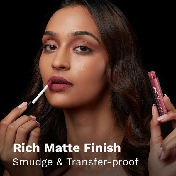 Pilgrim Liquid Matte Lipstick 10 Blushing Nude |Soft Nude Shade | Velvety Matte Finish | Long-Lasting | Smudge-Proof | Lightweight Formula for All-Day Comfort & Bold Color