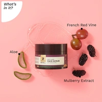 Pilgrim Red Vine Face Scrub with Mulberry & Aloe, 50.0gm | Exfoliates Gently, Brightens Skin, and Leaves It Soft, Smooth, and Refreshed.