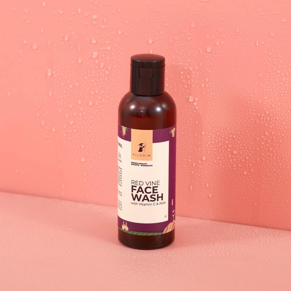 Pilgrim Red Vine Face Wash with Vitamin C & Aloe, 100ml | Gently Cleanses, Hydrates, and Brightens Skin for a Fresh, Radiant Complexion.