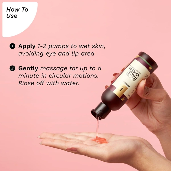 Pilgrim Red Vine Face Wash with Vitamin C & Aloe, 100ml | Gently Cleanses, Hydrates, and Brightens Skin for a Fresh, Radiant Complexion.