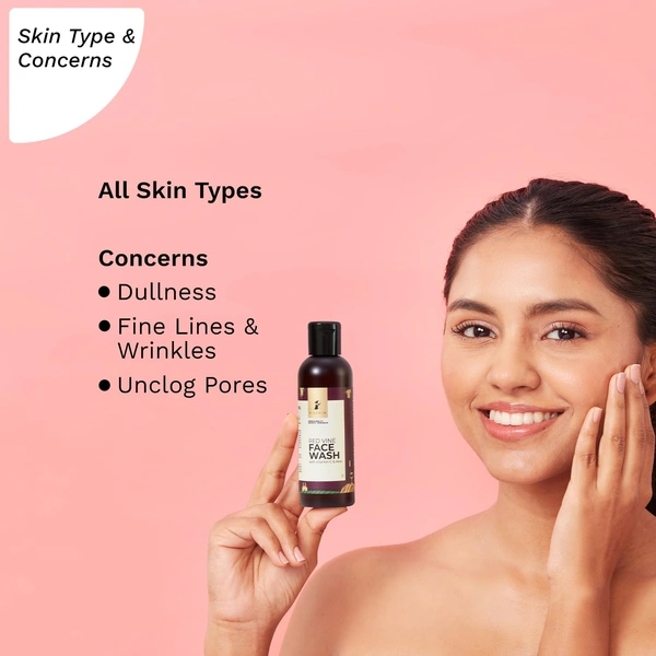 Pilgrim Red Vine Face Wash with Vitamin C & Aloe, 100ml | Gently Cleanses, Hydrates, and Brightens Skin for a Fresh, Radiant Complexion.