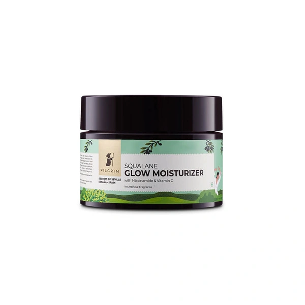 Pilgrim Glow Moisturizer with Squalane, 50.0gm | Hydrates Skin, Boosts Natural Radiance, and Leaves Skin Soft and Glowing.