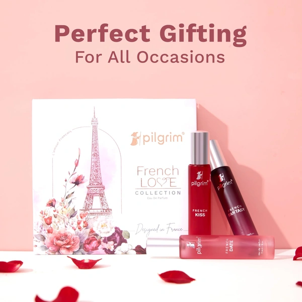 Pilgrim The French Love Collection Perfume Set 3X17ml |  Eau De Parfum | Perfume for all occasions | Long Lasting | Designed In France | Perfect Gift Set For Women | Floral, Oriental & Amber Fougere Fresh Scent