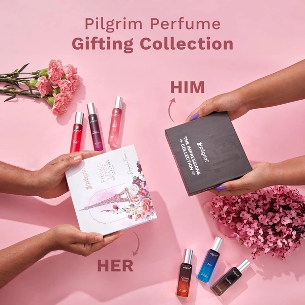 Pilgrim The French Love Collection Perfume Set 3X17ml |  Eau De Parfum | Perfume for all occasions | Long Lasting | Designed In France | Perfect Gift Set For Women | Floral, Oriental & Amber Fougere Fresh Scent