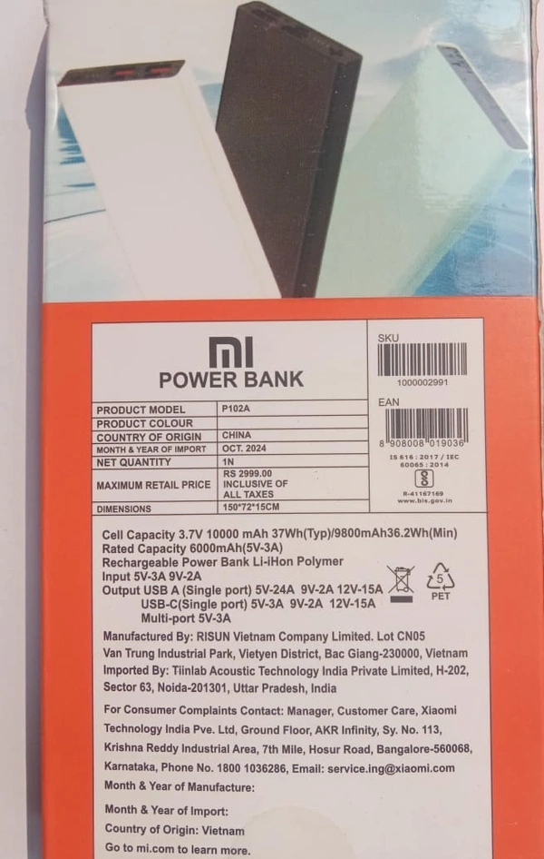 Xiomi MI Power Bank 10000mAh - Same Day (Before order 9 am)