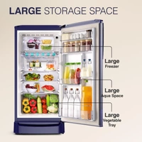 Godrej 202 L 5 Star Advanced Inverter, Jumbo Vegetable Tray Direct Cool Single Door Refrigerator With Base Drawer - 5 STAR, 202L