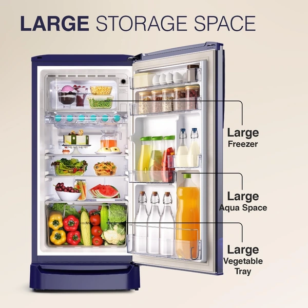 Godrej 202 L 5 Star Advanced Inverter, Jumbo Vegetable Tray Direct Cool Single Door Refrigerator With Base Drawer - 5 STAR, 202L