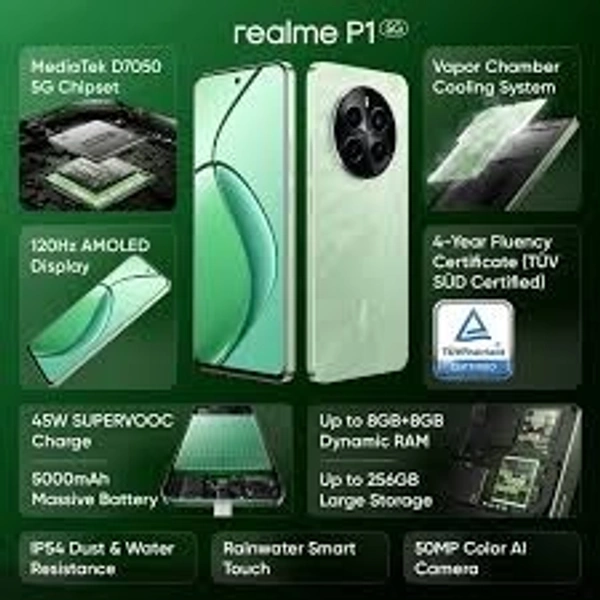 Realme P1 5G (Phoenix Red, 256 GB)  (8 GB RAM) - RED, 5000 mAh, 256 GB, Same Day (Before Order 9 a.m)