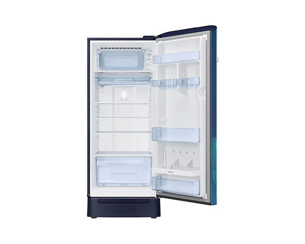 Samsung SAMSUNG 189 L Direct Cool Single Door 5 Star Refrigerator with Base Drawer with Digital Inverter  (Paradise Bloom Blue) - next 2 day, 5 star, 189L