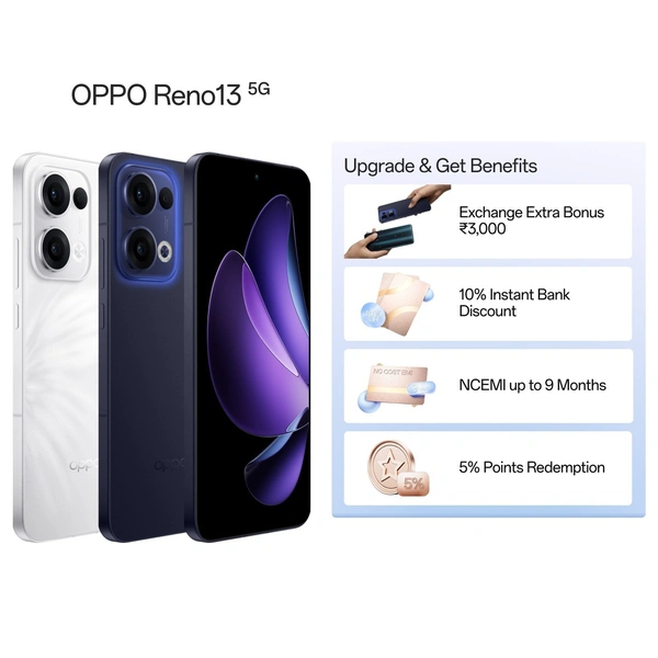 OPPO Reno13 5G (Luminous Blue, 256 GB)  (8 GB RAM) - NEXT 2 DAYS, 5G, 5600mAh, 256 GB