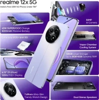 Realme 12x 5G (Purple, 128 GB)  (6 GB RAM) - 5000mAh, 128 GB, Same Day (Before Order 9 a.m)