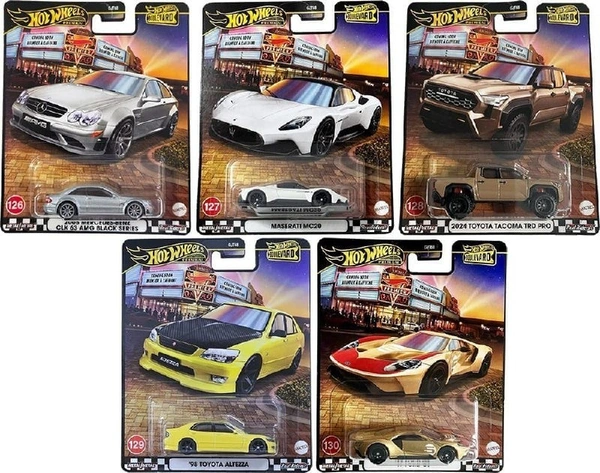 HOTWHEELS 2024 TOYOTA TACOMA TRD PRO | '17 FORD GT | MASERATI MC20 | '98 TOYOTA  ALTEZZA | 2008 MERCEDES-BENZ  CLK 63 AMG BLACK SERIES | SET OF 5 | BOULEVARD | Hot wheels Premium 2025 | GJT68
