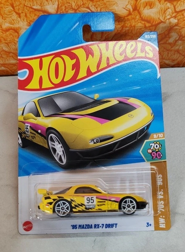 HOTWHEELS Hot Wheels 1:64 Scale | �95 MAZDA RX-7 DRIFT | HW: 70S VS 90S | yellow | 9/10 | 163/250
