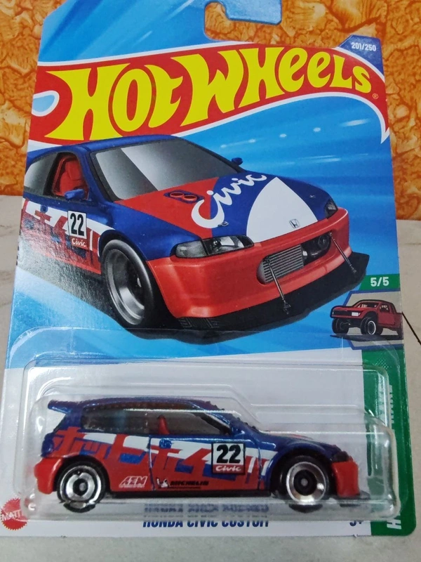 HOTWHEELS Hot Wheels 1:64 Scale | HONDA CIVIC CUSTOM | HW Reverse Rake | Red and Blue | 5/5 | 201/250