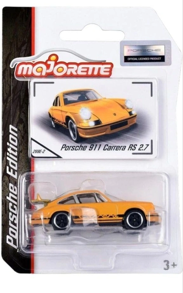 Majorette | Porsche 911 Carrera RS 2.7 | Diecast Car Model | Yellow |1:64 Scale